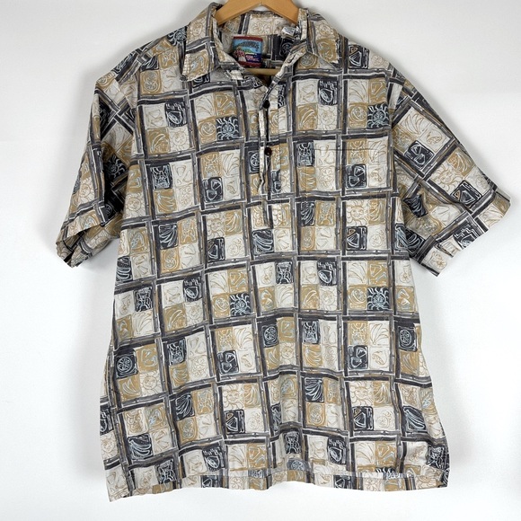 VTG Reyn‎ Spooner Joe Kealoha’s Hawaiian Popover Shirt Mens L Sun and Citrus - Picture 1 of 8